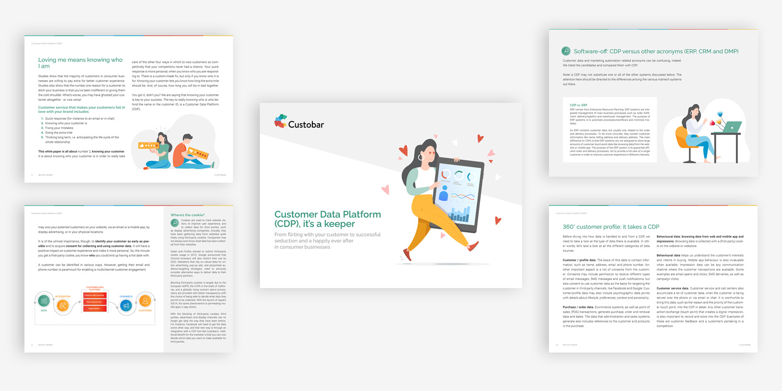 Customer Data Platform whitepaper cover – B2B marketing publication design for customer data and personalisation